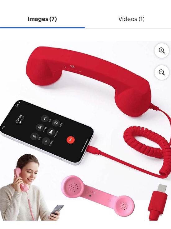 Other - Retro Silicone Handset Phone Receiver for Smartphones - Red - 3.5 mm audio jack